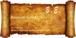 Bencze Ernák névjegykártya